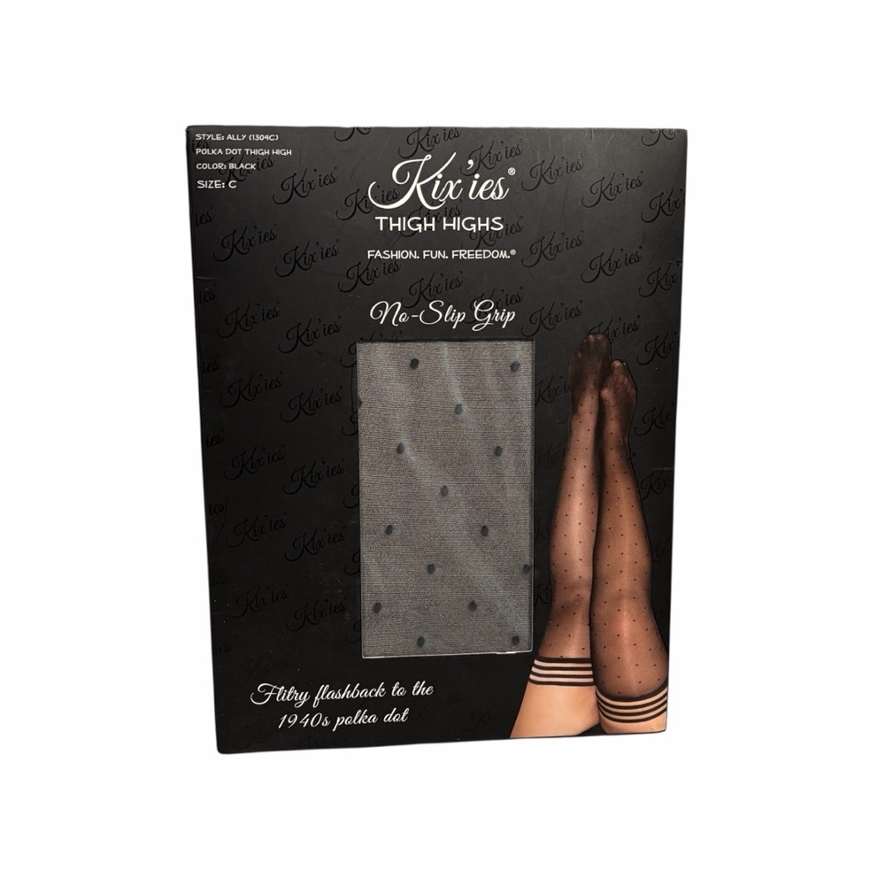 Kix'ies Ally Black Polka Dot Thigh Highs - Size C